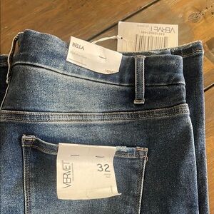 Blue Flare Wide Leg Jeans with Subtle Fading